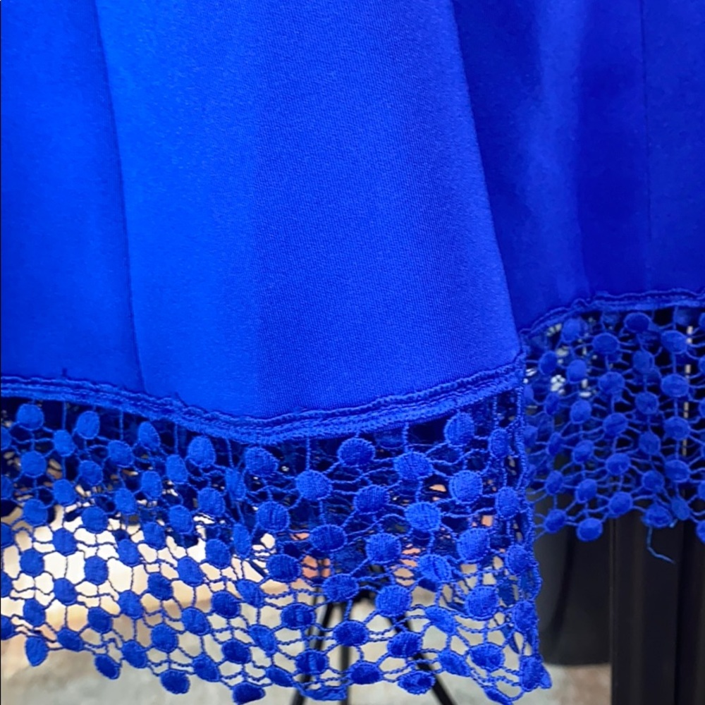 Royal Blue Lace Pleated Bottom Dress - Picture 3 of 3